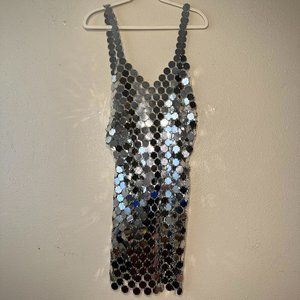 Sequin Disc Chain-Link Mini Party Dress